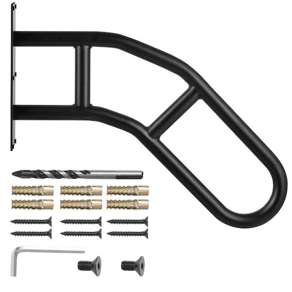 SVOPES Wall Mount Handrails for Outdoor Steps, 17.72 in. H x 3.15 in. W, Black, steel Stair Railing Kit for Kids