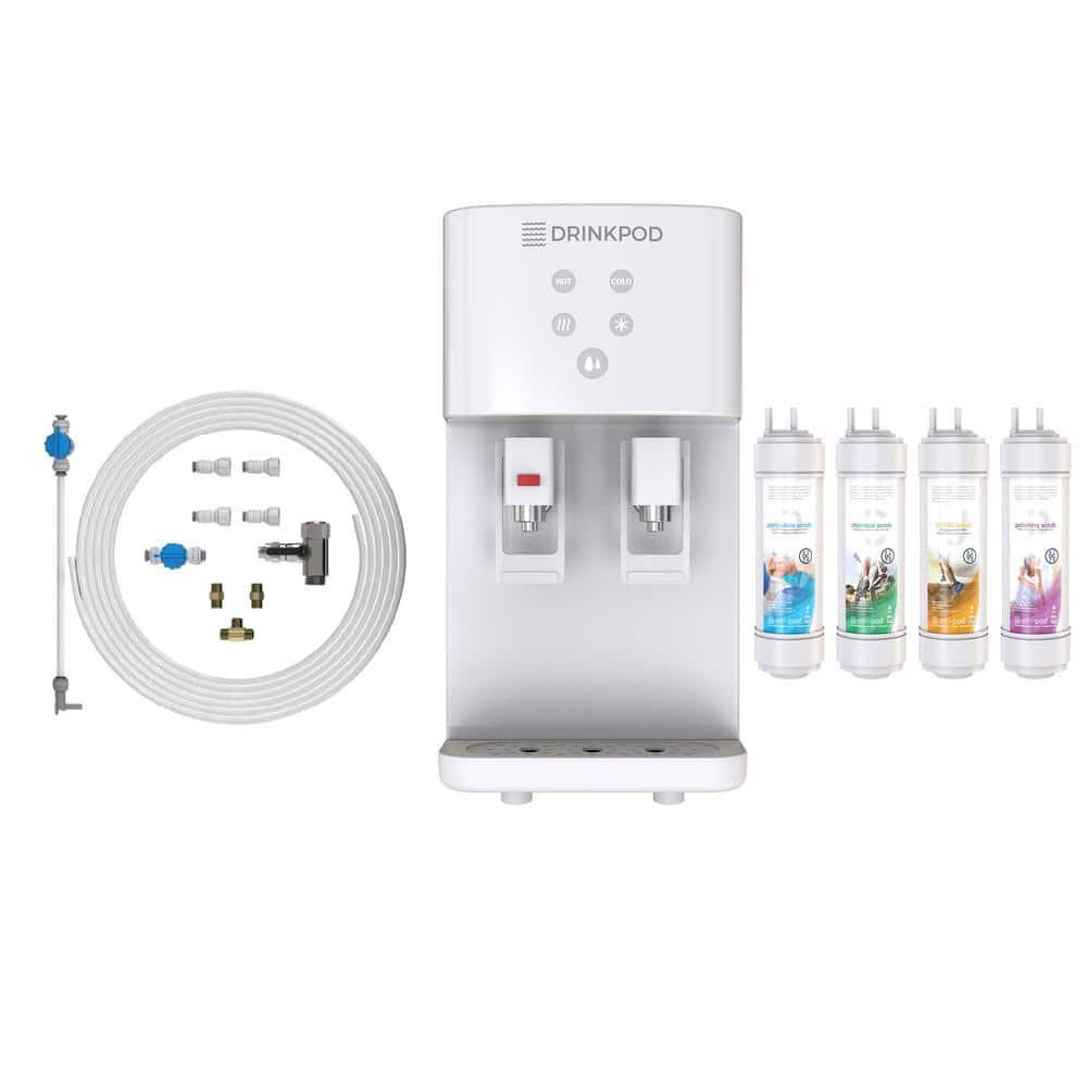 White Countertop Bottleless Hot & Cold Water Dispenser with 4 Stage Filtration