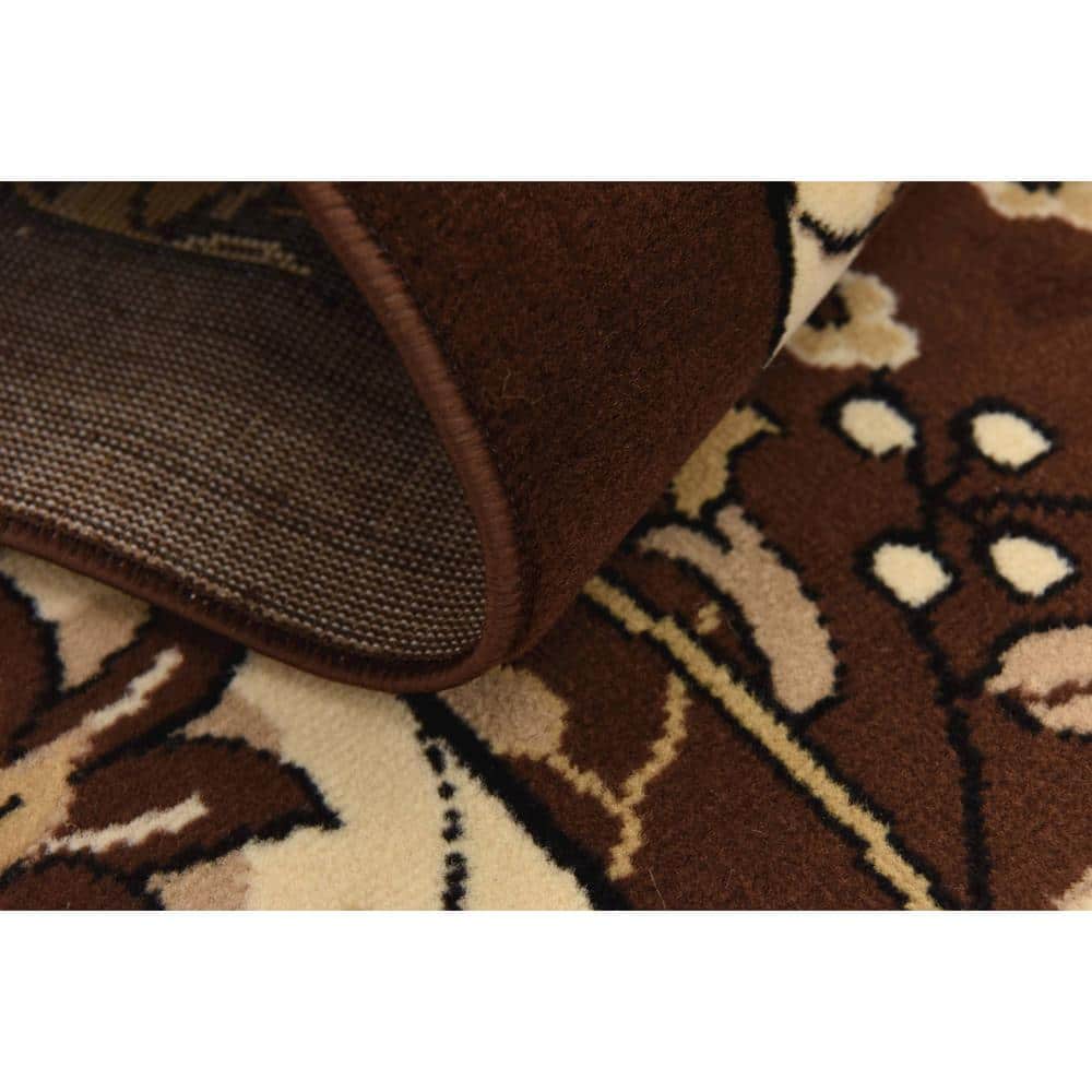 Handmade Espahan Brown Rectangular Easy-Care Area Rug