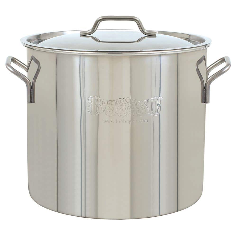 Bayou Classic 20-Quart Silver Stainless Steel Stockpot with Domed Lid