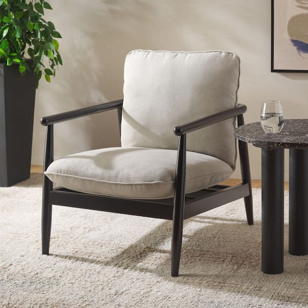 Amias Gray/Matte Black Linen Arm Chair