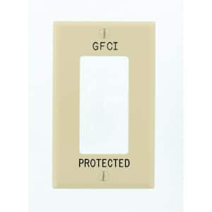 1-Gang Decora Wall Plate, Hot Stamped GFCI Protected, Ivory