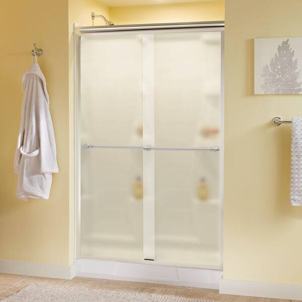 Delta Silverton 48 in. x 70 in. Semi-Frameless Traditional Sliding Shower Door in Chrome with Niebla Glass