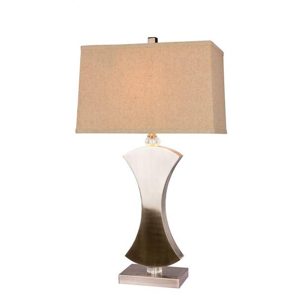 Fangio Lighting 31 in. Brushed Steel Metal and Crystal Table Lamp
