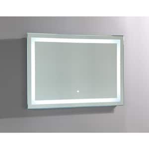 39 in. W x 28 in. H Frameless Rectangular LED Light Bathroom Vanity Mirror in Clear