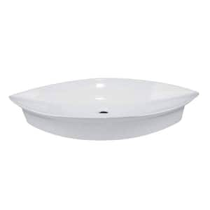 Blink Bathroom Sink 31-3/4 in. Oval White Ceramic Countertop Vessel Sink