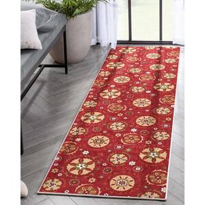 Red 2 ft. 3 in. x 7 ft. 3 in. Runner Flat-Weave Kings Court Beatrice Transitional Floral Oriental Area Rug