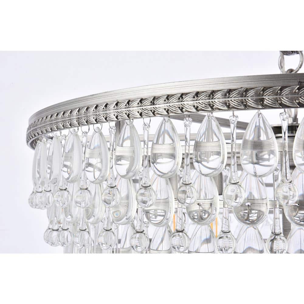 Nordic Ice 6-Light Antique Silver Chandelier with Royal Cut Clear Crystals