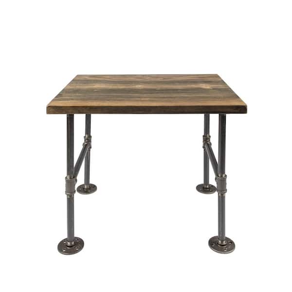 PIPE DECOR 22 in. x 18 in. x 20.88 in. Boulder Black Restore Wood End Table with Industrial Steel Pipe Legs