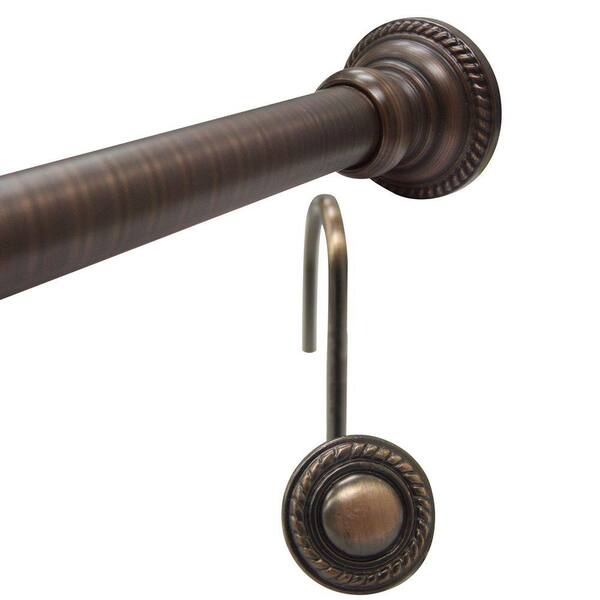 Elegant Home Fashions Fine Rope Shower Rod and Hooks Value Pack in Oil-Rubbed Bronze