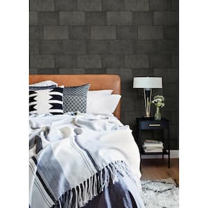 Black Lyell Charcoal Stone Wallpaper Sample