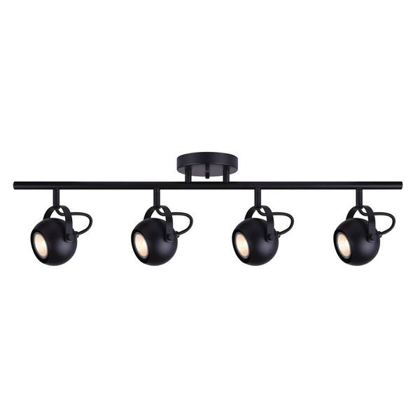 CANARM Murphy 2.4 ft. 4-Light Matte Black Halogen or LED Track Lighting Kit