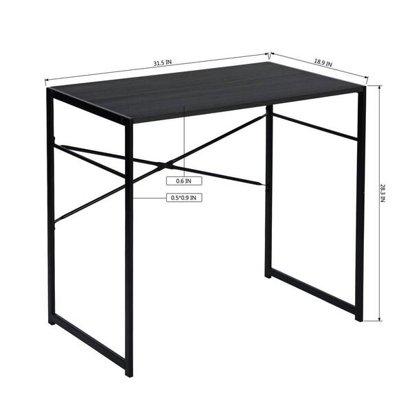 StyleWell 30 in. Rectangular Black Metal Folding Writing Desk with Grey Wood Top