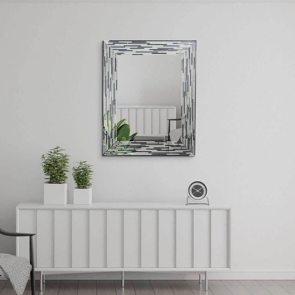 Elegance Reeded Charcoal Mosaic 24" x 30" Frameless Vanity Mirror