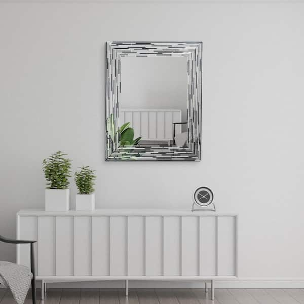 30 in. L x 24 in. W Reeded Charcoal Tiles Wall Mirror