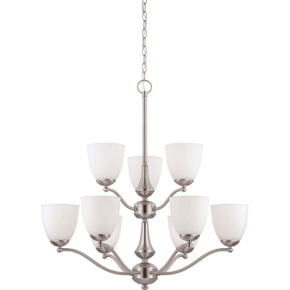 Illumine 9-Light Brushed Nickel Chandelier with Frosted Glass