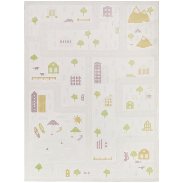 Village Cream 5 ft. 3 in. x 7 ft. Kids Activity Area Rug