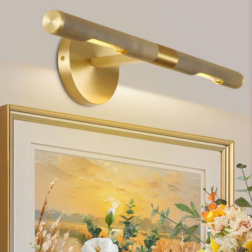 19 in. 2-Light Dimmable LED Gold Picture Light, Hardwired Bathroom Wall Sconce for Painting Display, Artwork, Portrait price history on PriceWatchPro