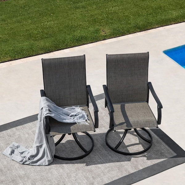 Unbranded 2-Piece Swivel Textilene Metal Outdoor Patio Dining Chairs