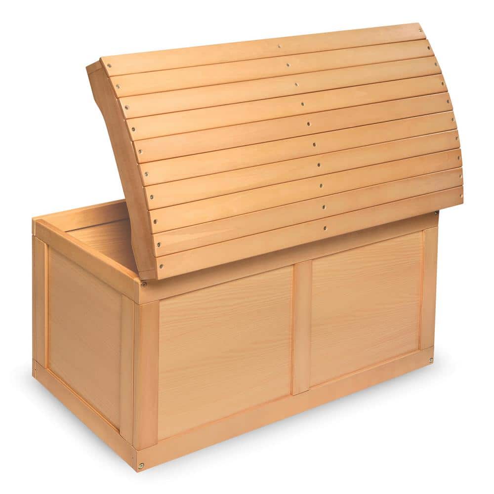 Natural Wood Barrel Top Toy Chest with Safety Hinge