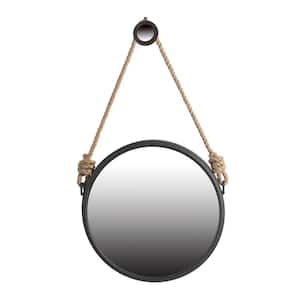 19.50 in. W x 19.50 in. H Contemporary Grey Round Metal Frame Mirror Decor for Bathroom, Living Room, Entryway