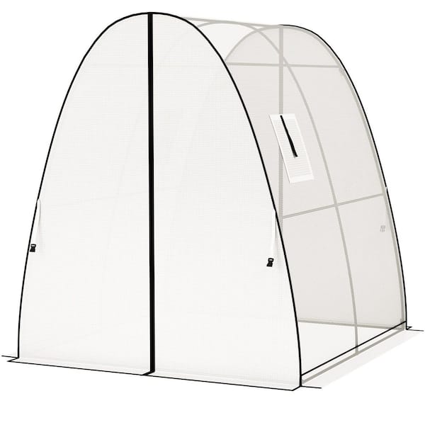 70.9 in. L x 70.9 in. W x 78.7 in. H White Greenhouse with Sandbags and Hemmed PE Cover