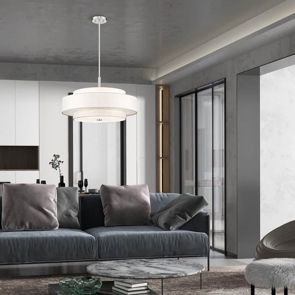 Meridian Brushed Nickel 5-Light Indoor/Outdoor Drum Pendant