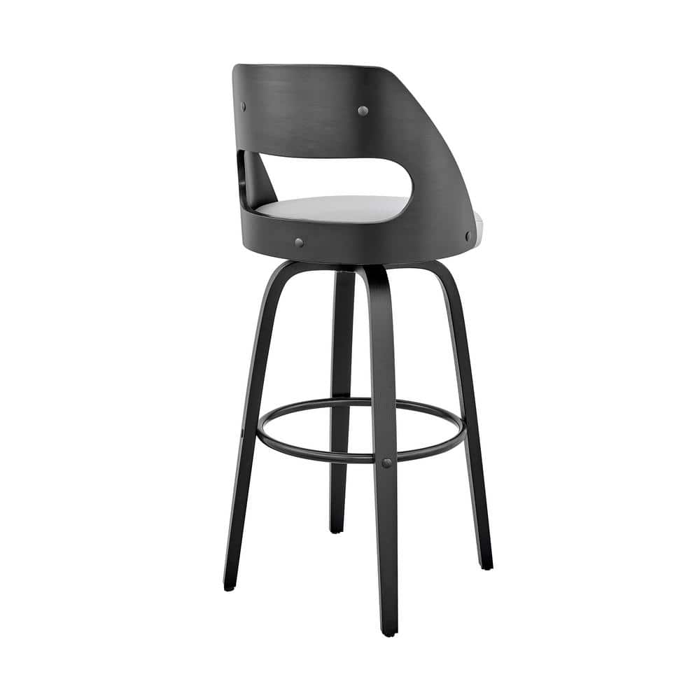 Julius 26" Gray Faux Leather & Black Metal Swivel Counter Stool