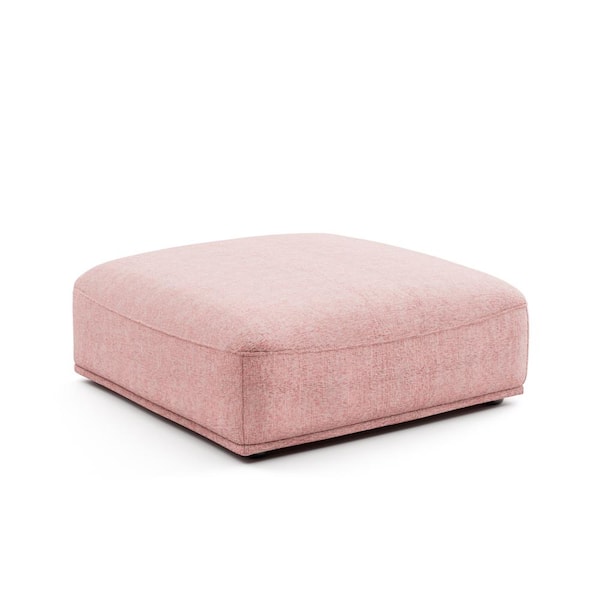 Furniture of America Fairwinds 42 in. Armless Chenille Square Modular Ottoman Sofa in Pink