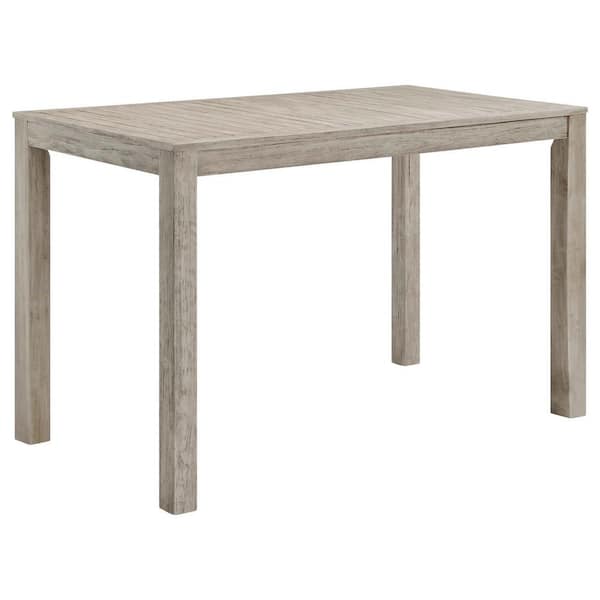 MODWAY Wiscasset Acacia Wood Bar Height Outdoor Dining Table in Light Gray