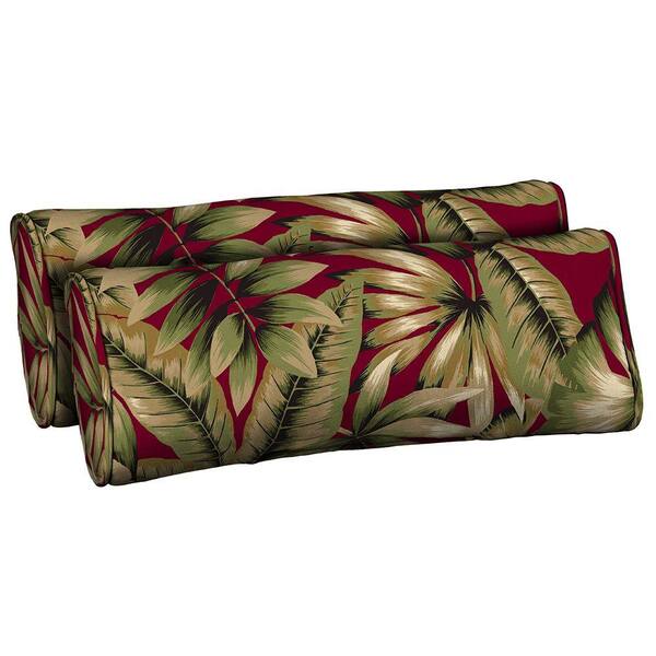 Hampton Bay Chili Tropical Outdoor Bolster Pillow (2-Pack)