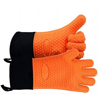 Nutrichef Extreme Heat Resistant Grill Gloves - 14'' Food Grade Kitchen  Oven Mitts, Silicone Non-slip Cooking Gloves For Barbecue (pair) : Target