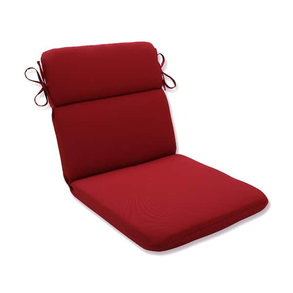 Pillow Perfect Solid Outdoor/Indoor 21 in W x 3 in H Deep Seat, 1-Piece Chair Cushion with Round Corners in Red Pompeii