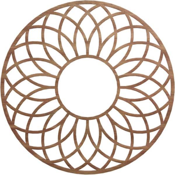 Ekena Millwork 30 in. x 30 in. x 1/4 in. Cannes Wood Fretwork Pierced Ceiling Medallion, Walnut