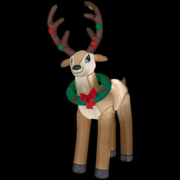Home Accents Holiday 6 ft. Life Size Inflatable Reindeer with Wreath
