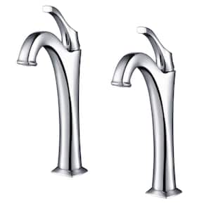 Arlo Single Handle Vessel Sink Faucet with Pop Up Drain in Polished Chrome (2-Pack)