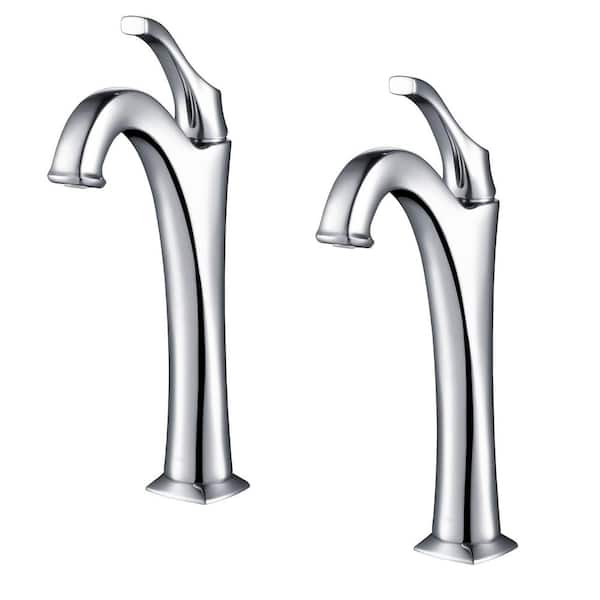 KRAUS Arlo Single Handle Vessel Sink Faucet with Pop Up Drain in Polished Chrome (2-Pack)