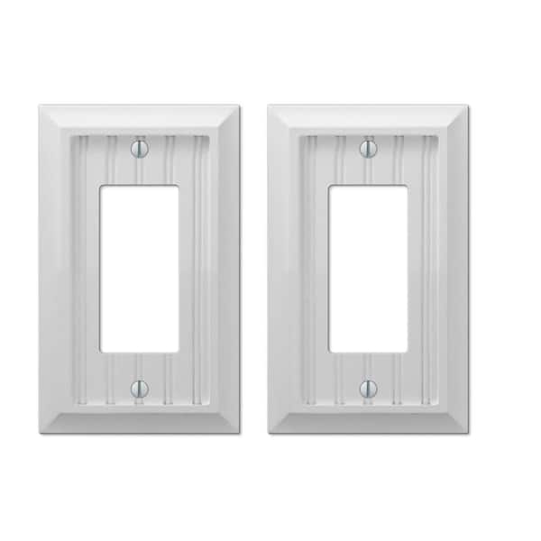 Hampton Bay Cottage 1 Gang Rocker Composite Wall Plate - White (2-Pack)
