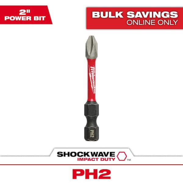 Milwaukee SHOCKWAVE Impact Duty 2 in. Phillips #2 Alloy Steel Screw Driver Bit (1-Pack)