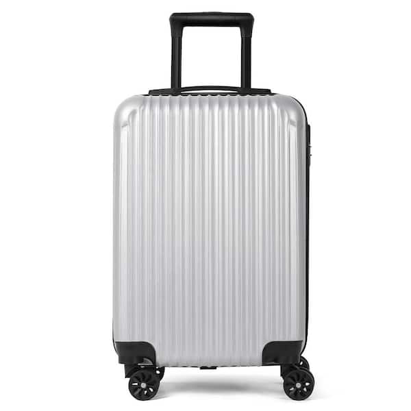HIKOLAYAE 20 in. Silver ABS+PC Hardside Carry‑On Luggage, with
