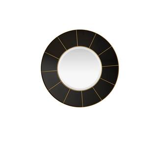 Compass 35.3 in. W x 35.3 in. H Circular Framed Wall Mirror in Radiant Gold and Glossy Black
