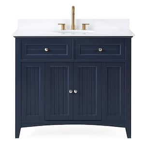 42 in. thomasville - Navy Blue 42 in. W x 21 in. D x 37 in. H Bathroom Vanity in Navy Blue Color with White Quartz Top