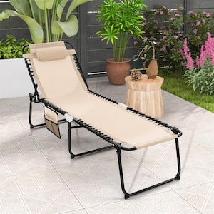 Metal Outdoor Chaise Lounge Chair Portable Sun Lounger with Adjustable Backrest