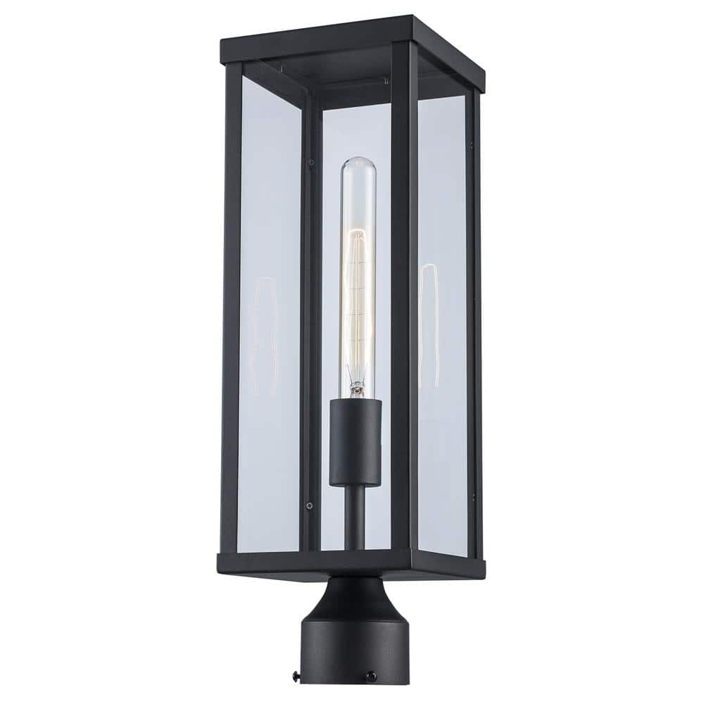 Oxford Industrial Black Outdoor Post Lantern, 19.25" Height