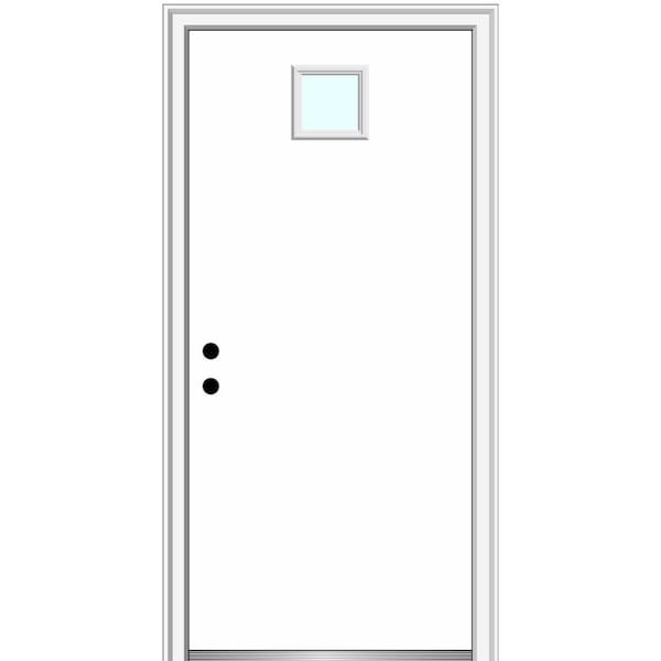 MMI DOOR 36 in. x 80 in. Classic Right-Hand Inswing 1-Lite Clear Primed Fiberglass Smooth Prehung Front Door on 6-9/16 in. Frame