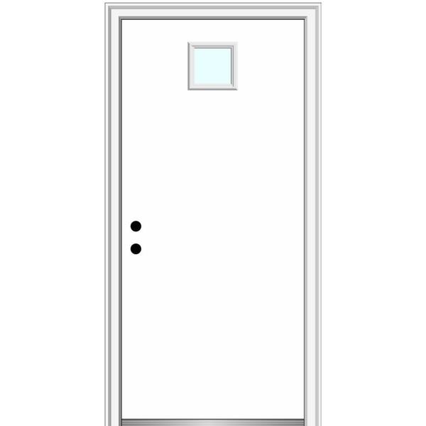 MMI Door 34 in. x 80 in. Classic Right-Hand Inswing 1-Lite Clear Glass Primed Steel Prehung Front Door on 6-9/16 in. Frame