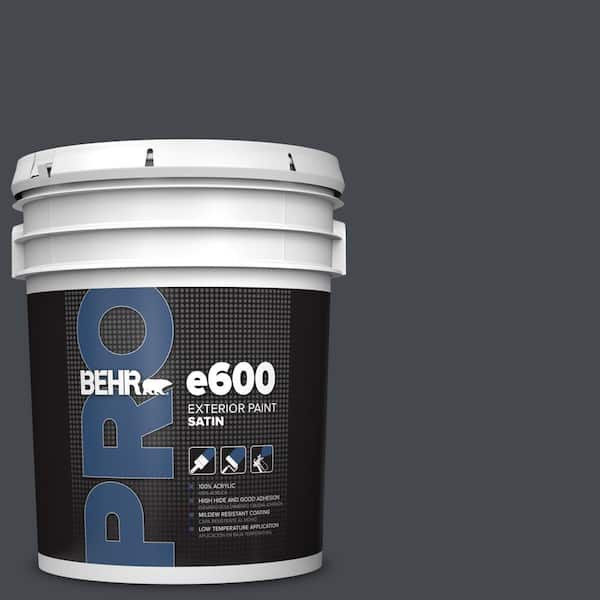 BEHR PRO 5 gal. #N490-7 Ink Black Satin Enamel Exterior Paint