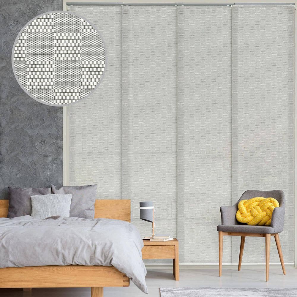 Bishop Adjustable Gray Fabric Sliding Panel Track Blinds