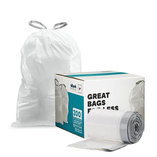  simplehuman Code G Genuine Custom Fit Drawstring Trash Bags in  Dispenser Packs, 60 Count, 30 Liter / 8 Gallon, White : Health & Household