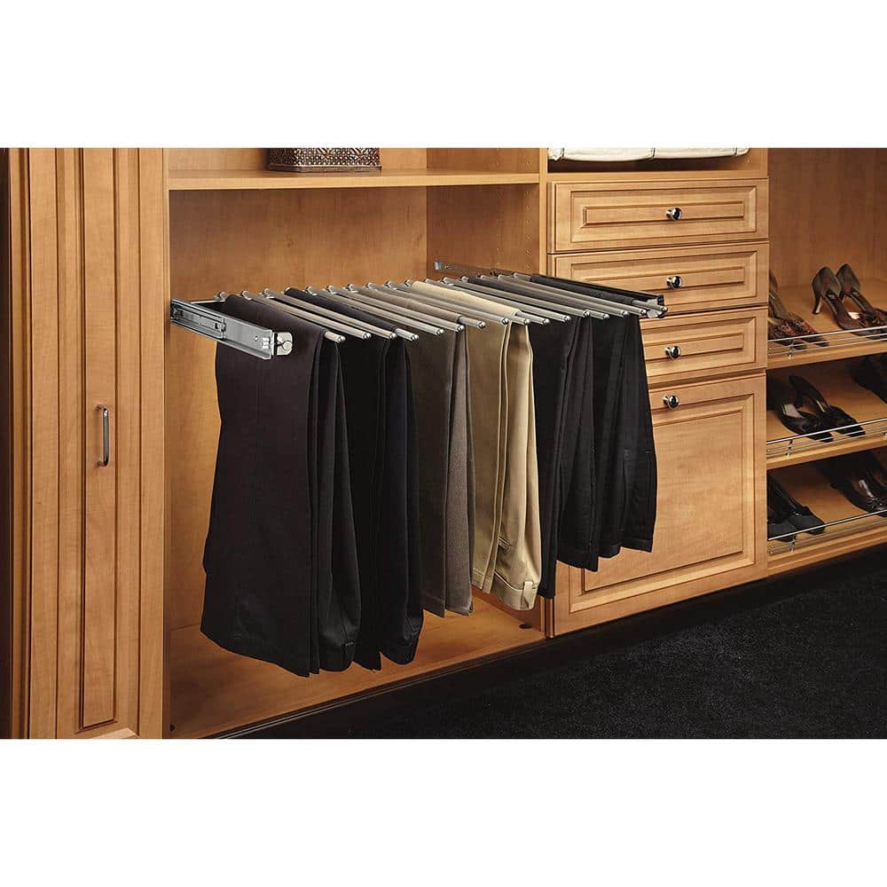 Chrome Portable Wire Closet Pullout Pants Rack